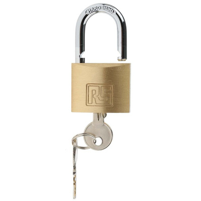 RS PRO Key Weatherproof Brass Padlock, 6mm Shackle, 40mm Body