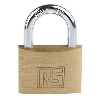 RS PRO Key Weatherproof Brass Padlock, 7mm Shackle, 50mm Body