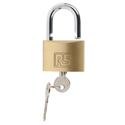 RS PRO Key Weatherproof Brass Padlock, 7mm Shackle, 50mm Body