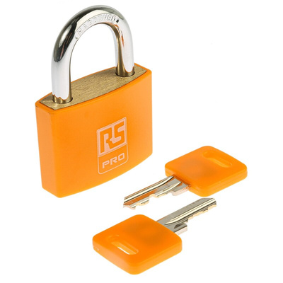 RS PRO Key Weatherproof Brass Padlock, 6mm Shackle, 43mm Body