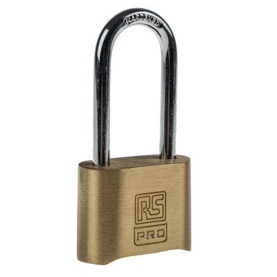 RS PRO Combination Weatherproof Brass, Steel Padlock, 7mm Shackle, 53mm Body