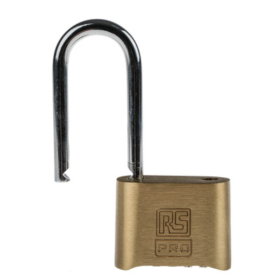 RS PRO Combination Weatherproof Brass, Steel Padlock, 7mm Shackle, 53mm Body