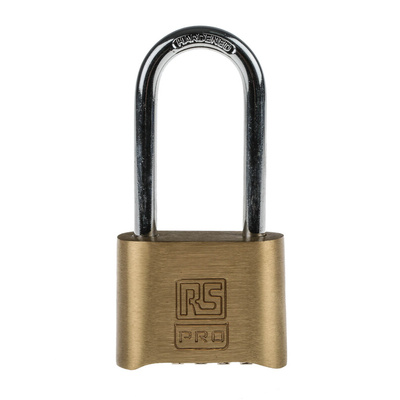 RS PRO Combination Weatherproof Brass, Steel Padlock, 7mm Shackle, 53mm Body