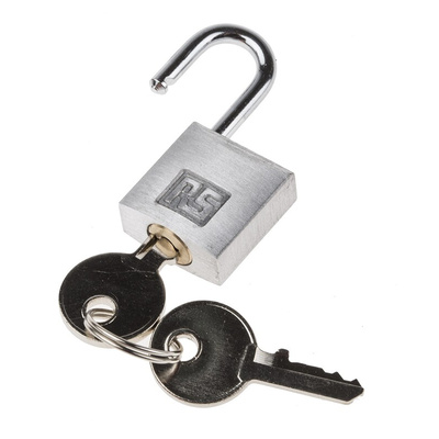 RS PRO Key Weatherproof Aluminium Safety Padlock, 4mm Shackle, 20mm Body