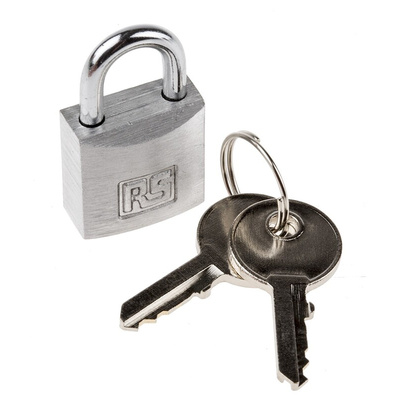 RS PRO Key Weatherproof Aluminium Safety Padlock, 4mm Shackle, 20mm Body