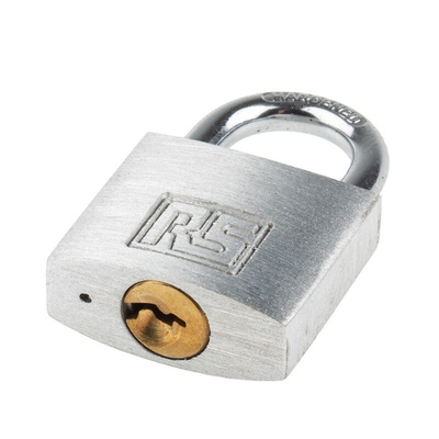 RS PRO Key Weatherproof Aluminium Safety Padlock, 5mm Shackle, 27mm Body
