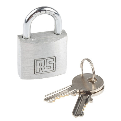RS PRO Key Weatherproof Aluminium Safety Padlock, 5mm Shackle, 27mm Body