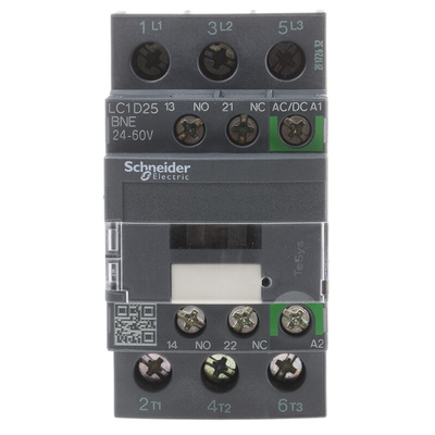 Schneider Electric LC1D Series Contactor, 24 V ac/dc Coil, 3-Pole, 25 A, 11 kW, 3NO, 690 V ac