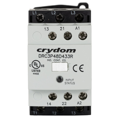 Sensata / Crydom DRC Series Solid State Contactor, 3-Pole, 500 mA, 480 V ac