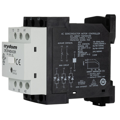 Sensata / Crydom DRC Series Solid State Contactor, 3-Pole, 500 mA, 480 V ac