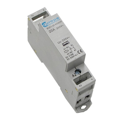 Europa EUC Series Contactor, 230 V ac Coil, 2-Pole, 20 A, 4 kW, 1NO + 1NC, 240 V ac