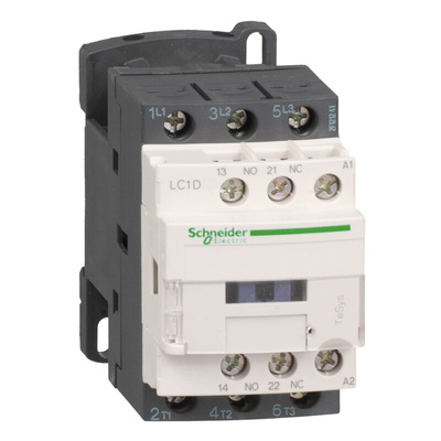 Schneider Electric Contactor, 100 V ac Coil, 3-Pole, 9 A, 5.5 kW, 1NC + 1NO