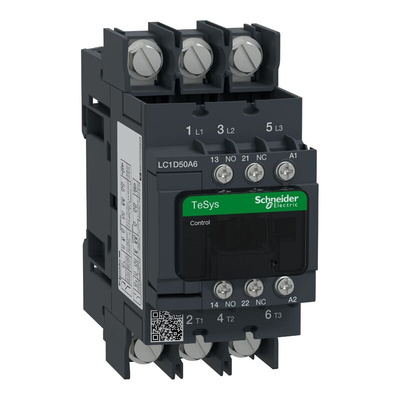 Schneider Electric LC1D Series Contactor, 3-Pole, 50 A, 1 NO + 1 NC