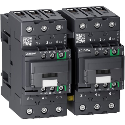 Schneider Electric LC2D Series Contactor, 3-Pole, 80 A, 1 NO + 1 NC