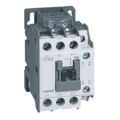 Legrand Contactor, 3-Pole, 9 A, 4 kW, 1NO/ 1NC