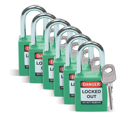 Brady Key Weatherproof Nylon, Steel Security Padlock, 6mm Shackle, 38mm Body
