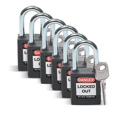 Brady Key Weatherproof Nylon, Steel Security Padlock, 6mm Shackle, 38mm Body
