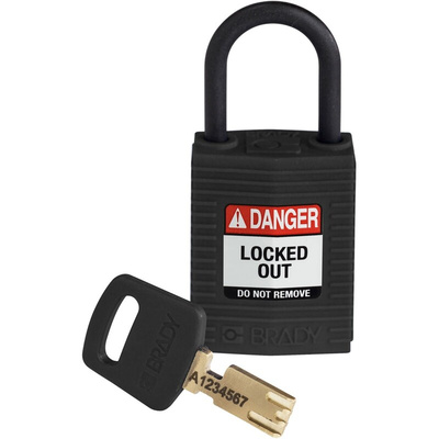 Brady Key Weatherproof Nylon Padlock, 4.7mm Shackle, 33mm Body