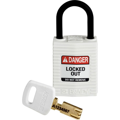 Brady Key Weatherproof Nylon Padlock, 4.7mm Shackle, 33mm Body