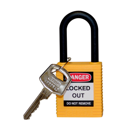 Brady Key Weatherproof Nylon Padlock, 6.4mm Shackle, 38mm Body
