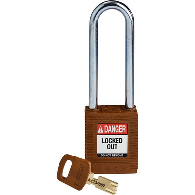 Brady Key Weatherproof Nylon Padlock, 6.4mm Shackle, 38mm Body
