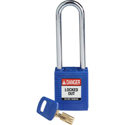 Brady Key Weatherproof Nylon Padlock, 6.4mm Shackle, 38mm Body