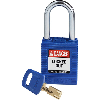 Brady Key Weatherproof Nylon Padlock, 6.4mm Shackle, 38mm Body