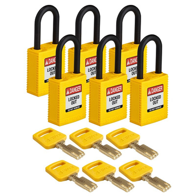 Brady Key Weatherproof Nylon Padlock, 6.4mm Shackle, 38mm Body