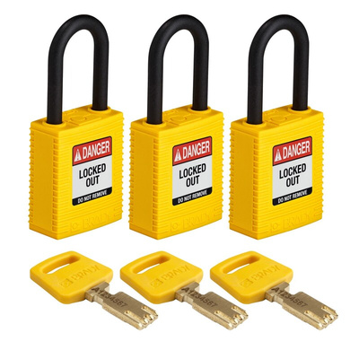 Brady Key Weatherproof Nylon Padlock, 6.4mm Shackle, 38mm Body