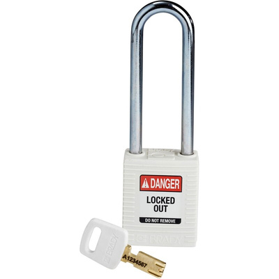 Brady Key Weatherproof Nylon Padlock, 6.4mm Shackle, 38mm Body