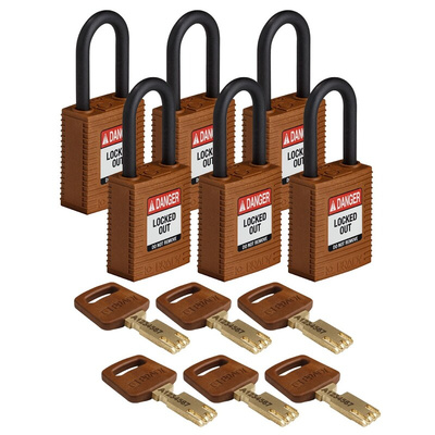 Brady Key Weatherproof Nylon Padlock, 6.4mm Shackle, 38mm Body