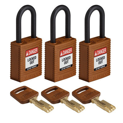 Brady Key Weatherproof Nylon Padlock, 6.4mm Shackle, 38mm Body