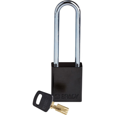 Brady Key Weatherproof Aluminium Padlock, 6.4mm Shackle, 38mm Body