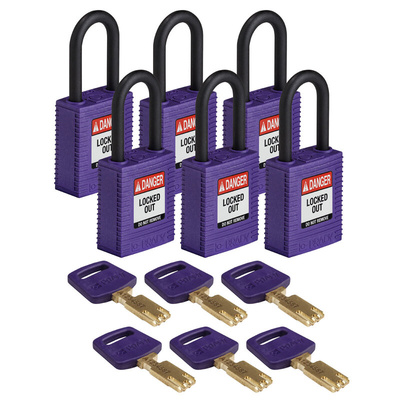 Brady Key Weatherproof Nylon Padlock, 6.4mm Shackle, 38mm Body