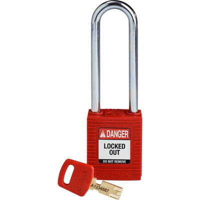 Brady Key Weatherproof Nylon Padlock, 6.4mm Shackle, 38mm Body