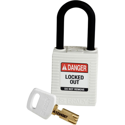 Brady Key Weatherproof Nylon Padlock, 6.4mm Shackle, 38mm Body