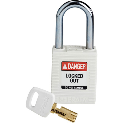 Brady Key Weatherproof Nylon Padlock, 6.4mm Shackle, 38mm Body
