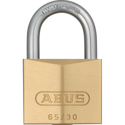 ABUS Key Weatherproof Brass Padlock, 5mm Shackle, 30mm Body