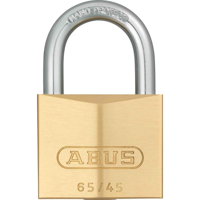 ABUS Key Weatherproof Brass Padlock, 7mm Shackle, 45mm Body