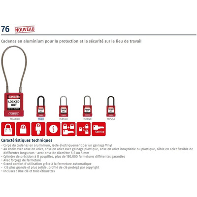 ABUS Key Weatherproof Aluminium Padlock, 7mm Shackle, 40mm Body