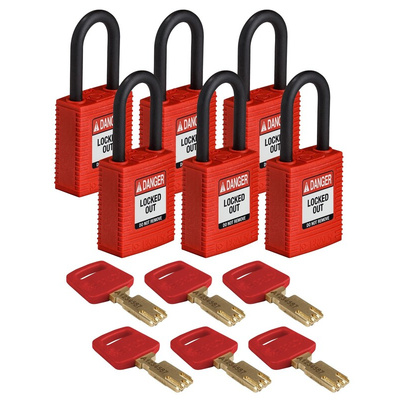 Brady Key Weatherproof Safety Padlock, 6.35mm Shackle