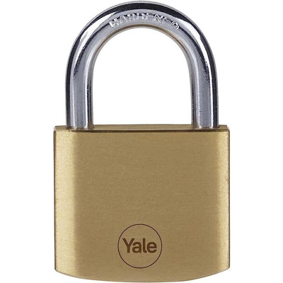YALE Padlock Brass Padlock, 6.3mm Shackle, 40mm Body