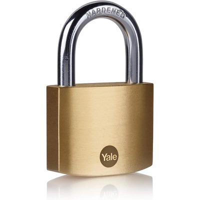 YALE Padlock Brass Padlock, 8mm Shackle, 50mm Body