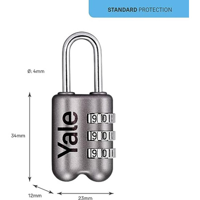 YALE Combination Combination Padlock, 3mm Shackle, 23mm Body