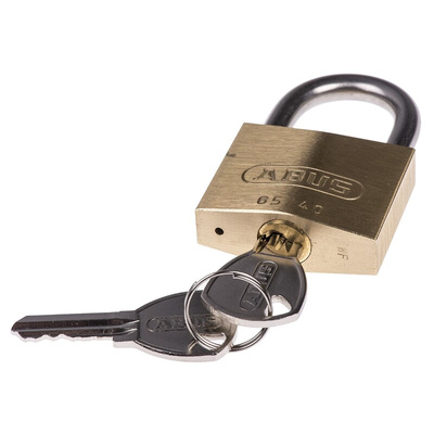 ABUS Key Weatherproof Brass Weatherproof Padlock, 6.5mm Shackle, 40mm Body