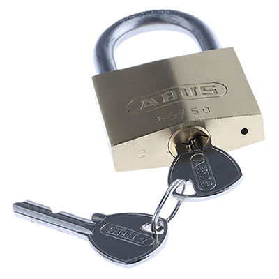 ABUS Key Weatherproof Brass Weatherproof Padlock, 8mm Shackle, 50mm Body