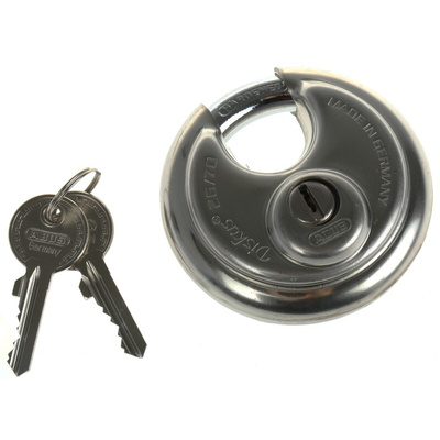 ABUS Key Weatherproof Steel Heavy Duty Padlock, 10mm Shackle, 70mm Body