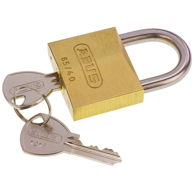 ABUS Key Weatherproof Brass, Stainless Steel Weatherproof Padlock, Keyed Alike, 6.5mm Shackle, 40mm Body