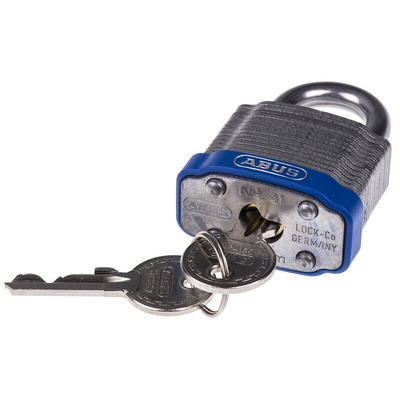 ABUS Key Weatherproof Steel Padlock, 6.7mm Shackle, 44mm Body