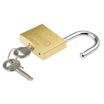 ABUS Key Weatherproof Brass, Steel Padlock, Keyed Alike, 8mm Shackle, 50mm Body